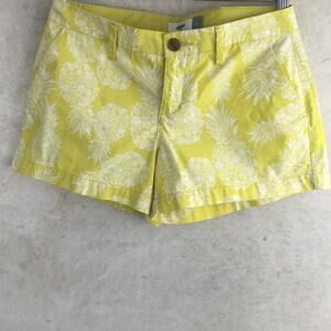 Old Navy Yellow White Pineapple Print Shorts  Women's Size 0